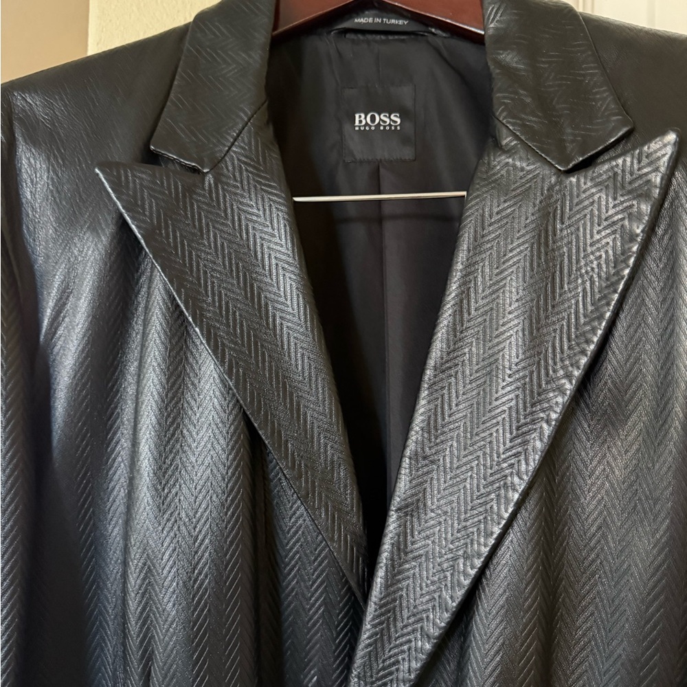 Boss Black Herringbone Jacket lamb leather
